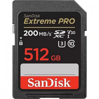 Sandisk Extreme Pro, SDXC, 512GB, UHS-1, U3, V30