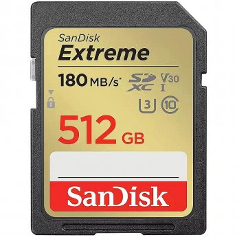 Sandisk Extreme, SDXC, 512GB, UHS-I, U3, V30