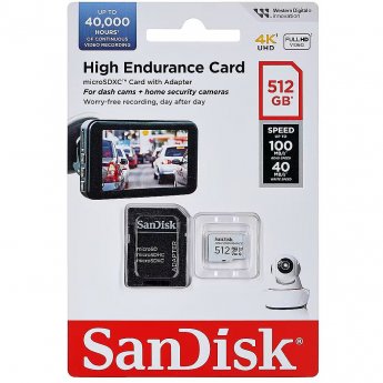 Sandisk High Endurance, microSDXC, 512GB,UHS-1, U3, V30 +Adapter