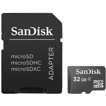 Sandisk microSDHC, 32GB, Class 4 +Adapter