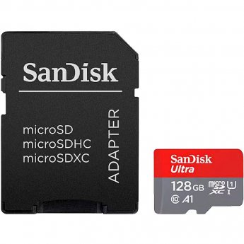 SanDisk Ultra, microSDXC, 128GB, UHS-I, U1, V10 +Adapter