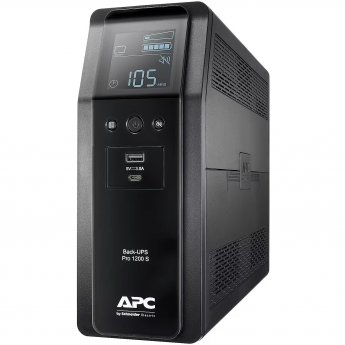 Schneider Electric APC Back-UPS Pro, tower, 230V, 8x IEC C13 outlets, sine wave, AVR, USB Type A+C ports, LCD, user-replaceable battery | BR1200SI | 1200 VA | 720 W