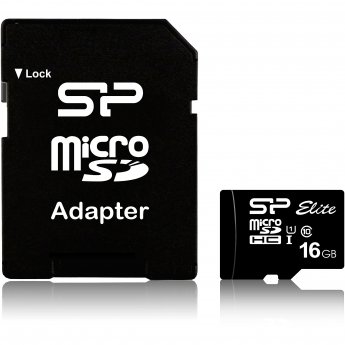 Silicon Power Elite, microSDHC, 16GB, Class 10, UHS-I, U1 +Adapter, SDR 50 mode +Adapter