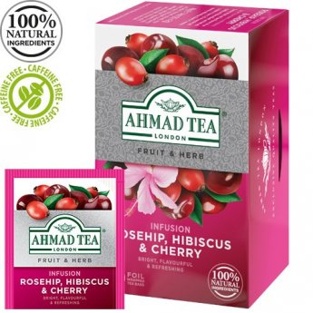 Tēja AHMAD Alu ROSEHIP & CHERRY, 20 maisiņi x 2 g paciņā