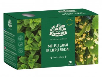Tēja ŽOLYNĖLIS, citronu balzama lapas un liepu ziedi 1,2 g x 20