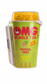 Tējas dzēriens OMG, tropu garša, ar mango garšas bumbiņām, 0.265l