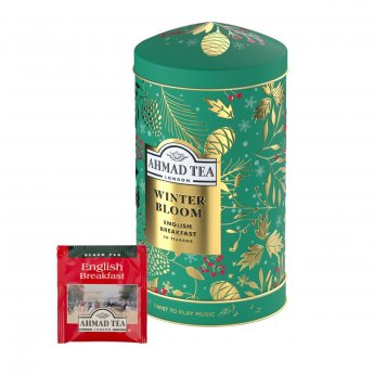 Tējas komplekts Ahmad, Winter Bloom, English Breakfast, muzikālā metāla kārbā, 30 gab.