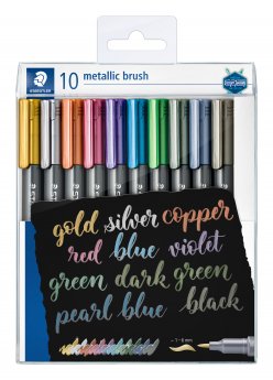 Teksta marķieri STAEDTLER Metallic Brush, 10 gab