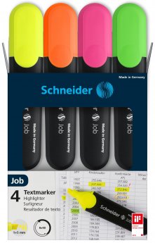 Teksta marķieris SCHNEIDER JOB, komplekts, 4 krāsas