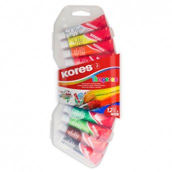 Tempera krāsas, 12 ml tūbiņa, 12 krāsu komplekts