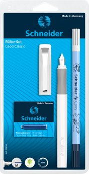 Tintes pildspalva SCHNEIDER ar maināmiem kārtridžiem Ceod classic, balta