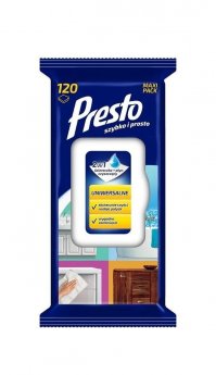 Tīrīšanas salvetes PRESTO CLEAN, universālas, 120gab