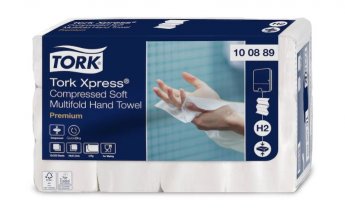 Tork Xpress Soft, daudzkārt saspiesti, mīksti papīra dvieļi, H2 100889, 2 slāņi, 225 salvetes, 22,2x24 cm, balts