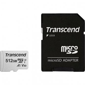 Transcend 300S, microSDXC, 512GB, UHS-I, U3, V30 +Adapter