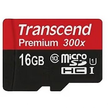 Transcend Premium 300x, microSDHC, 16GB, Class 10, UHS-I, U1