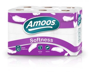Tualetes papīrs AMOOS no jaunšķiedras, ar perforāciju, 3 slāņi, 30 m, 102 mm