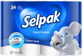 Tualetes papīrs SELPAK, 3 sl., 150 lapiņas rullī, 18.6 m, baltā krāsā, 24 gab./iepak.