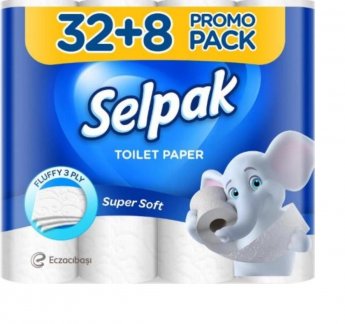 Tualetes papīrs SELPAK, 3 slāņi, 18.6 metri, 140 loksnes, 40 ruļļi