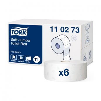 Tualetes papīrs TORK Premium Jumbo T1, 2 sl., 1800 lapiņas rullī, 9.7 cm x 360 m, baltā krāsā ar lapiņām