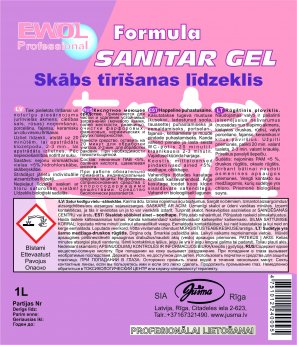 Tualetes tīrīšanas līdzeklis  EWOL Professional Formula SANITAR GEL, 1 L