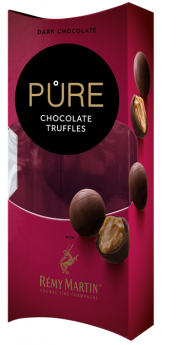 Tumšās šokolādes trifeles ar konjaka Remy Martin krēma pildījumu 108g PURE