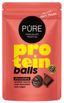 Tumšās šokolādes trifeles ar proteīna šokolādes krēma pildījumu 91g PURE