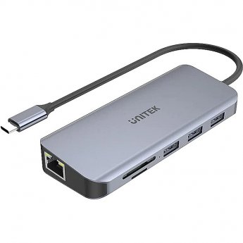Unitek uHUB N9+ 9-in-1 USB-C Ethernet Hub with Dual Monitor, 100W Power Delivery and Dual Card Reader