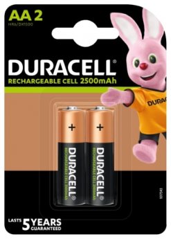 Uzlādējamās baterijas DURACELL AA/HR6, 2500 mAh, 2 gab.
