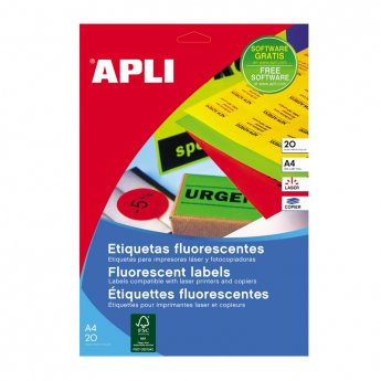 Uzlīmes  APLI ar izmēru 99,1x67,7mm,20 loksnes,160 uzlīmes neon sarkan