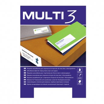 Uzlīmes MULTI 3 ar izmēru 199.6x289.1mm, 100 loksnes (ar noapaļotiem stūriem)