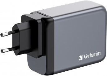 Verbatim GaN charger 200W, 1x USB-A, 3x USB-C (grey, PD 3.0, QC 3.0)