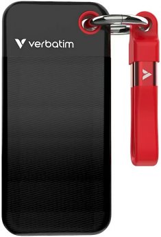 Verbatim Pocket SSD External Drive 256GB USB-C 3.2 gen.2 / black-red