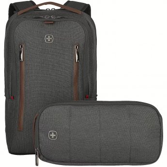 Wenger CityUpgrade Backpack with Cross Body Day Bag, 16", Grey