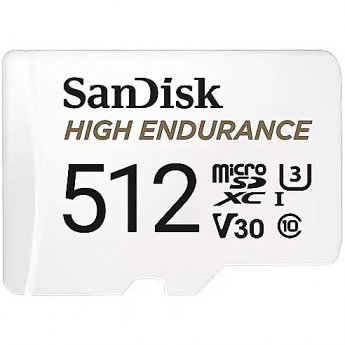 Western Digital High Endurance, MicroSDXC, 512GB, UHS-I, U3, V30 +Adapter