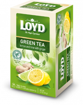 Zaļā tēja LOYD Lemon & Lime ar ingveru, 20x1,7 g