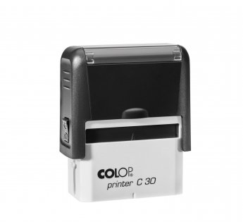 Zīmogs COLOP Printer C30, melns korpuss, zils spilventiņš